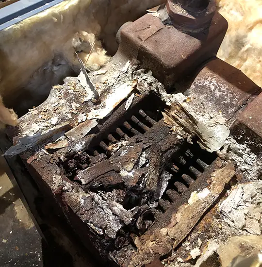 Rusted cast iron boiler sections